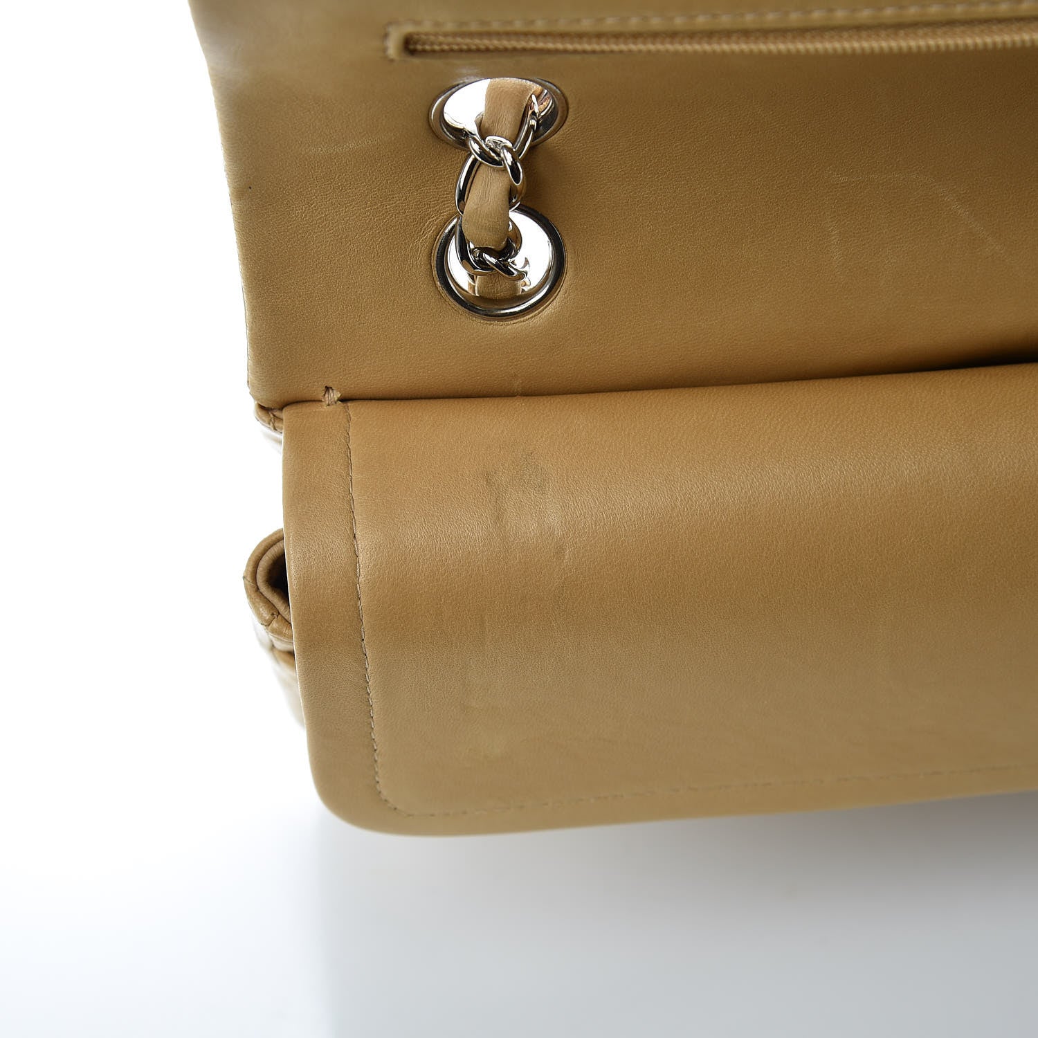 Chanel Lambskin Quilted Medium Double Flap Beige 14 of 20