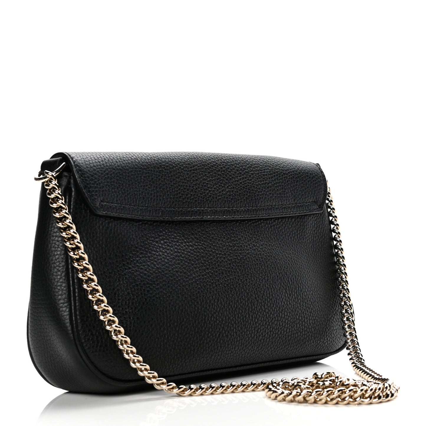 Pebbled Calfskin Medium Soho Flap Crossbody Black