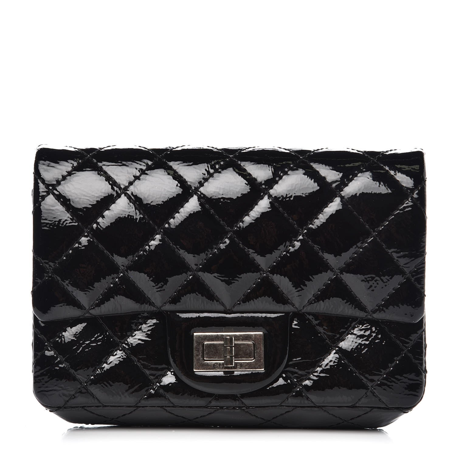 Chanel Patent Quilted Reissue Flap Clutch Bag Black 1 of 8