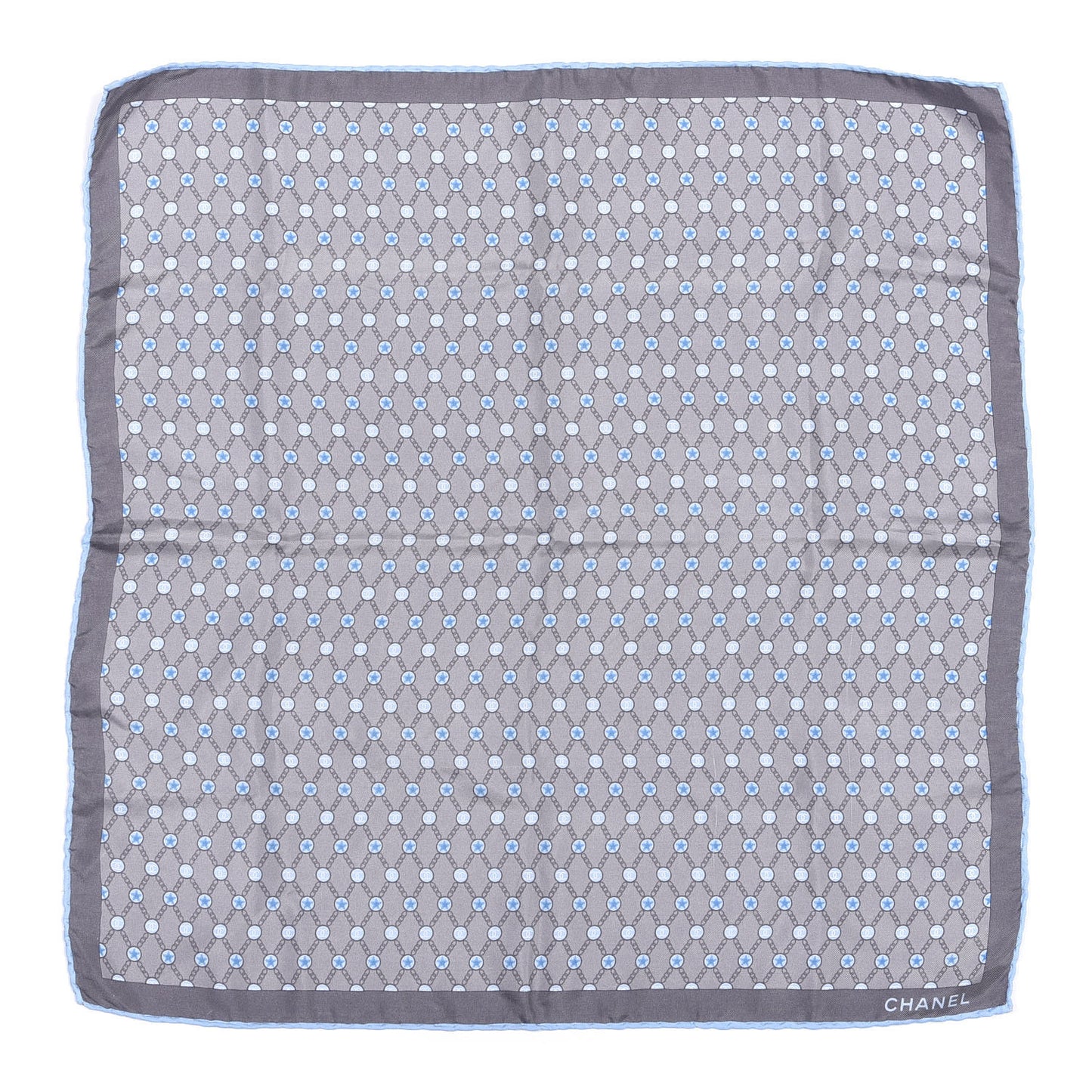Silk Square Scarf Grey Blue