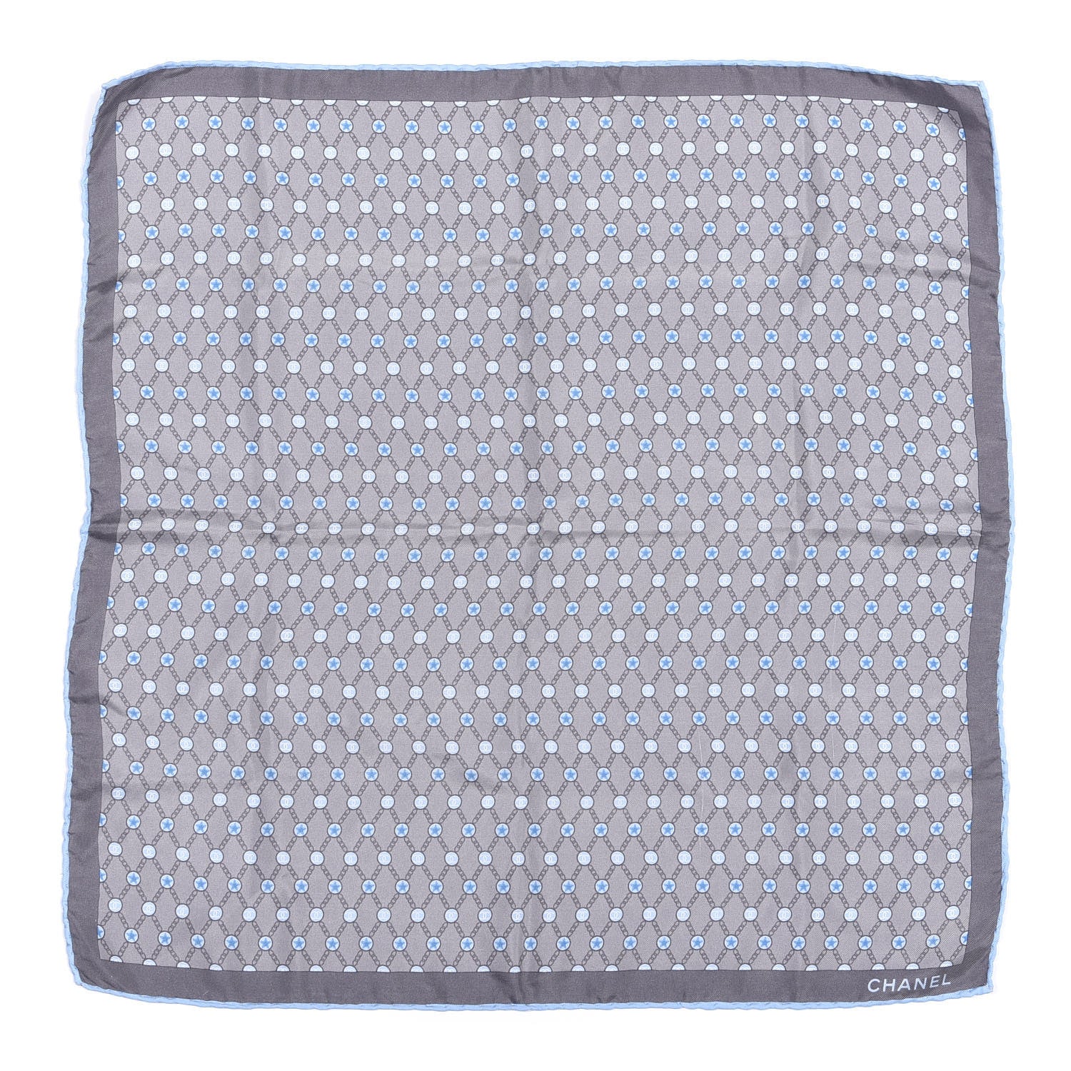 Chanel Silk Square Scarf Grey Blue 1 of 3