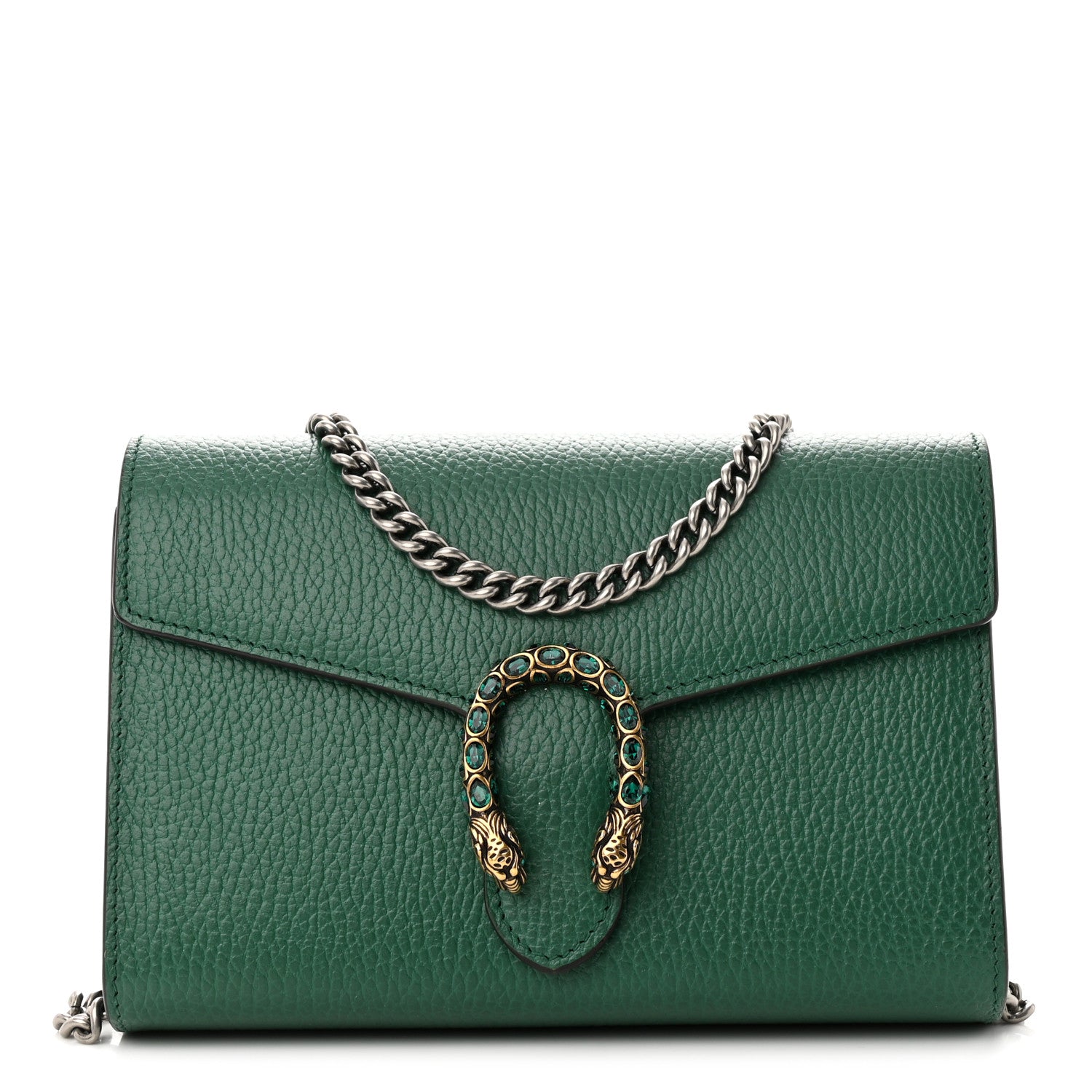 Gucci Calfskin Mini Dionysus Chain Wallet Emerald 1 of 9