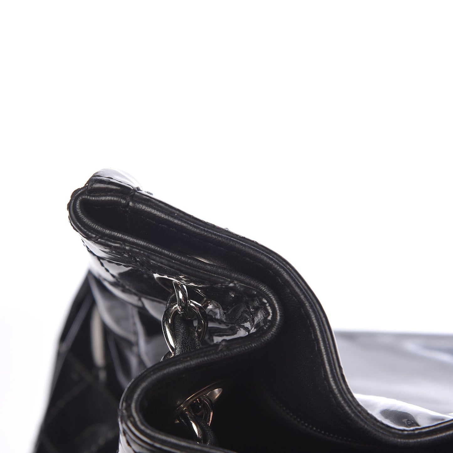 Patent Quilted CC Shoulder Bag Black