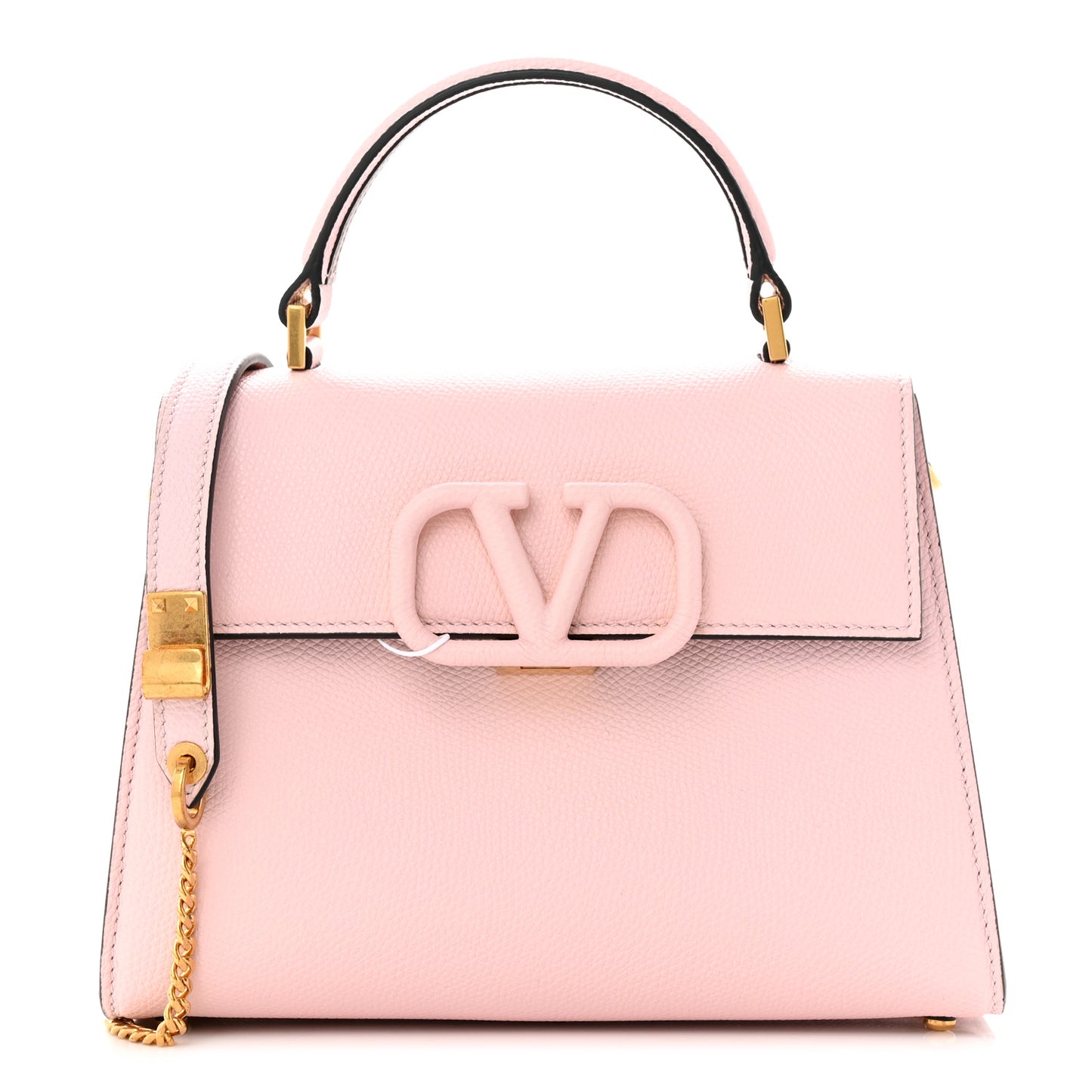 Grainy Calfskin Small VSling Top Handle Bag Rose Quartz