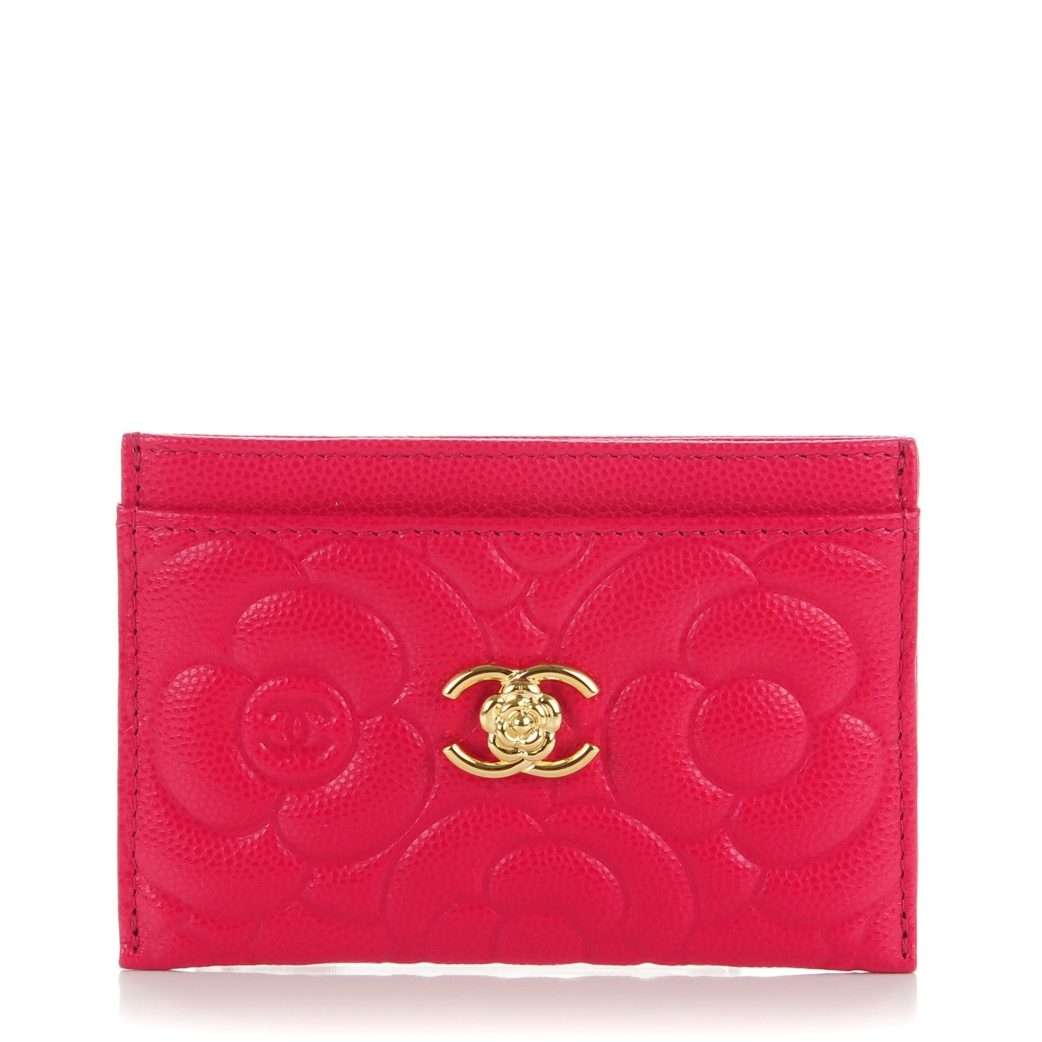 Chanel Caviar Camellia Embossed Card Holder Fuchsia 1 of 8