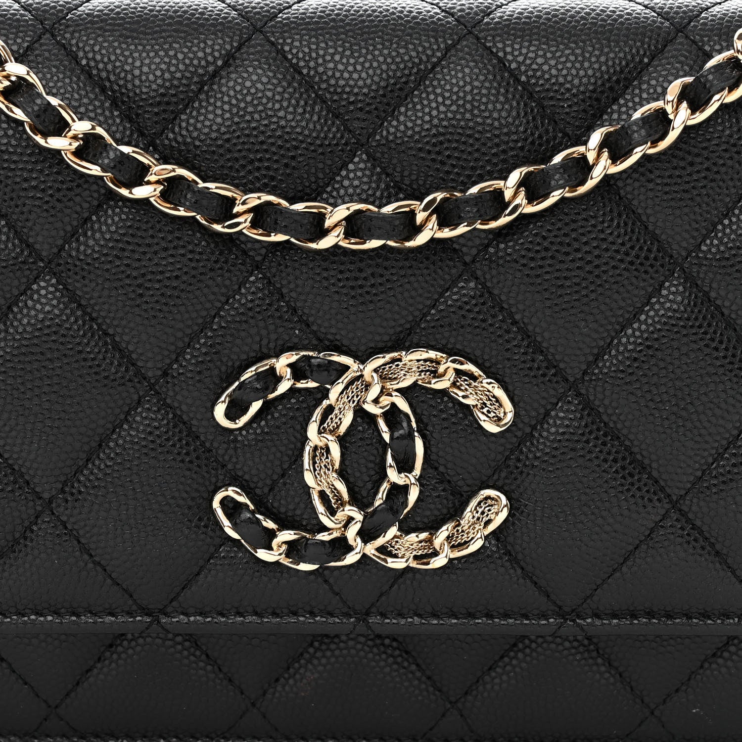 Chanel Caviar Quilted French New Wave Chain CC Wallet On Chain WOC Black 9 of 13