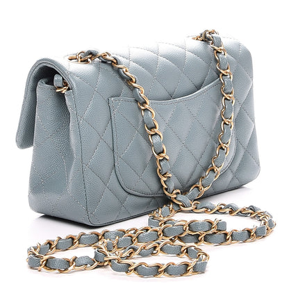 Chanel Iridescent Caviar Quilted Mini Rectangular Flap Light Blue 3 of 7