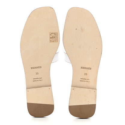 Hermes Box Calfskin Oran Sandals 39 White 5 of 8