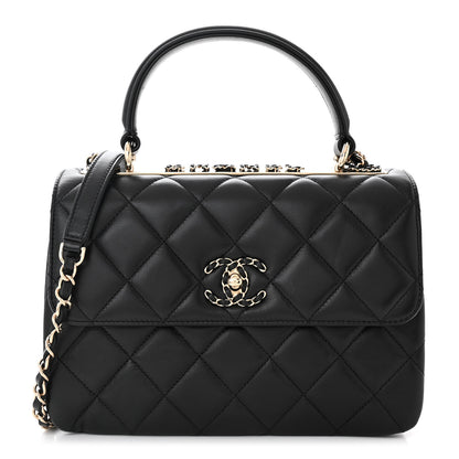 Chanel Lambskin Quilted Small Trendy CC Chain Dual Handle Flap Bag Black 1 of 12