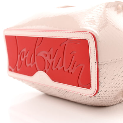 Christian Louboutin Patent Snakeskin Embossed Spiked Mini Cabarock Shopper Tote Leche 9 of 9
