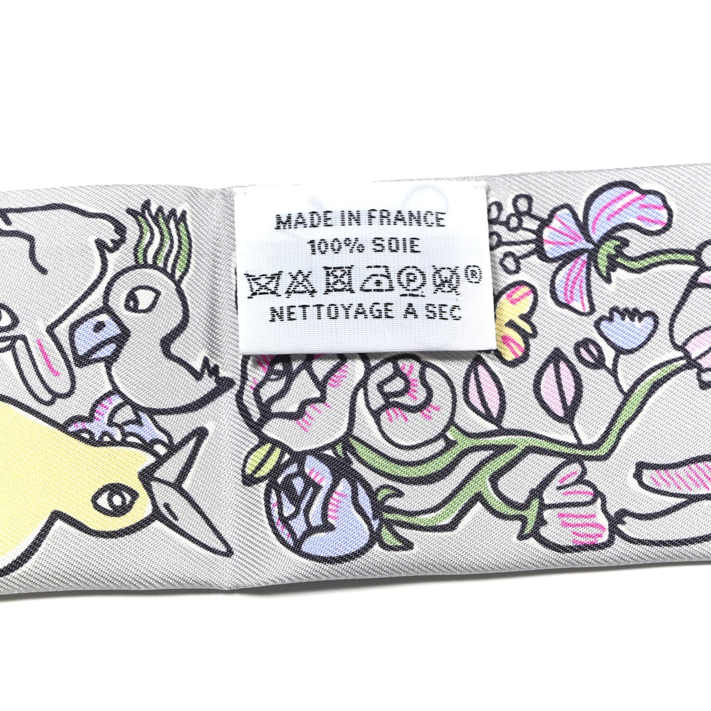 Silk Mille Et Un Lapins Twilly Gris Perle Rose Jaune