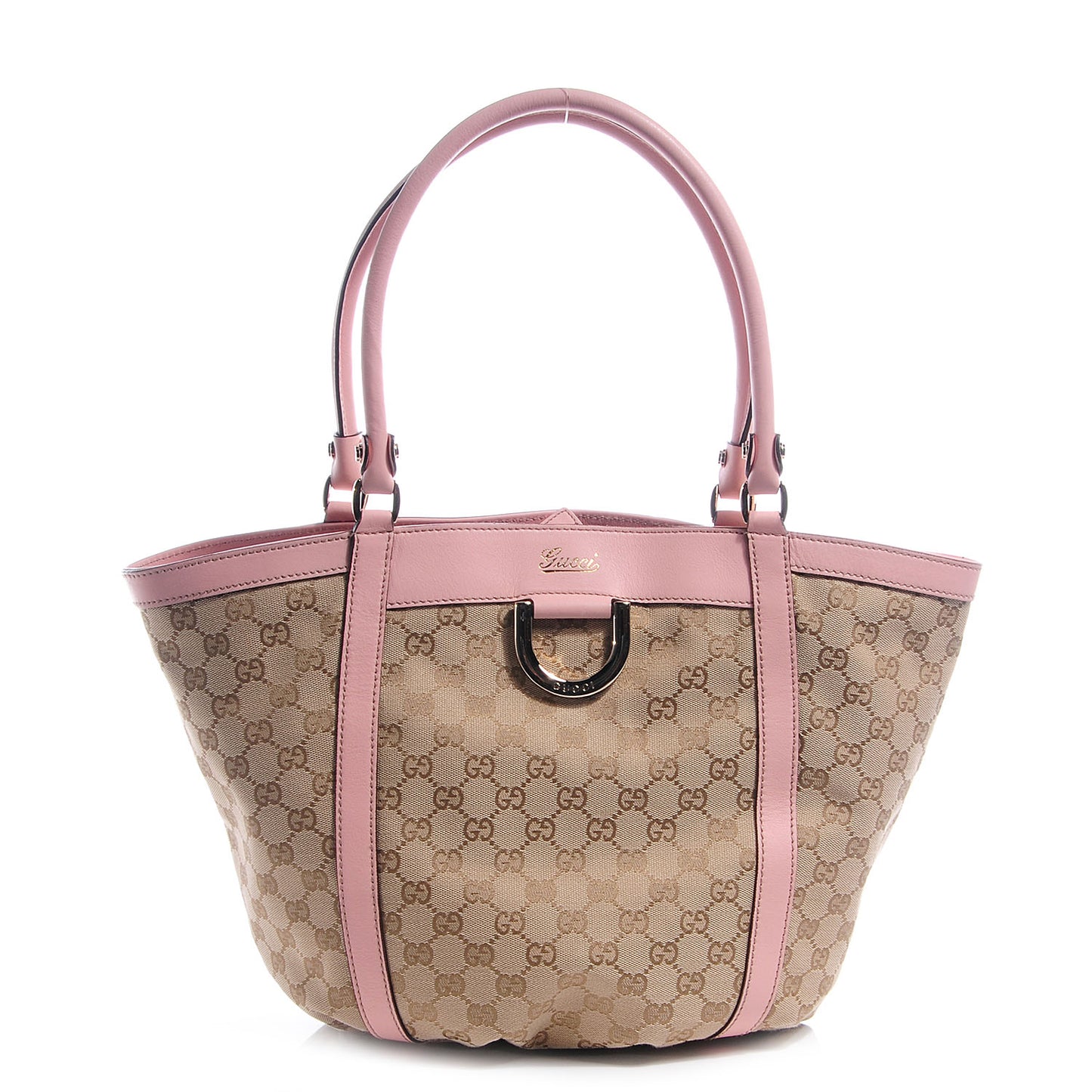 Monogram Medium D Gold Ring Tote Pink