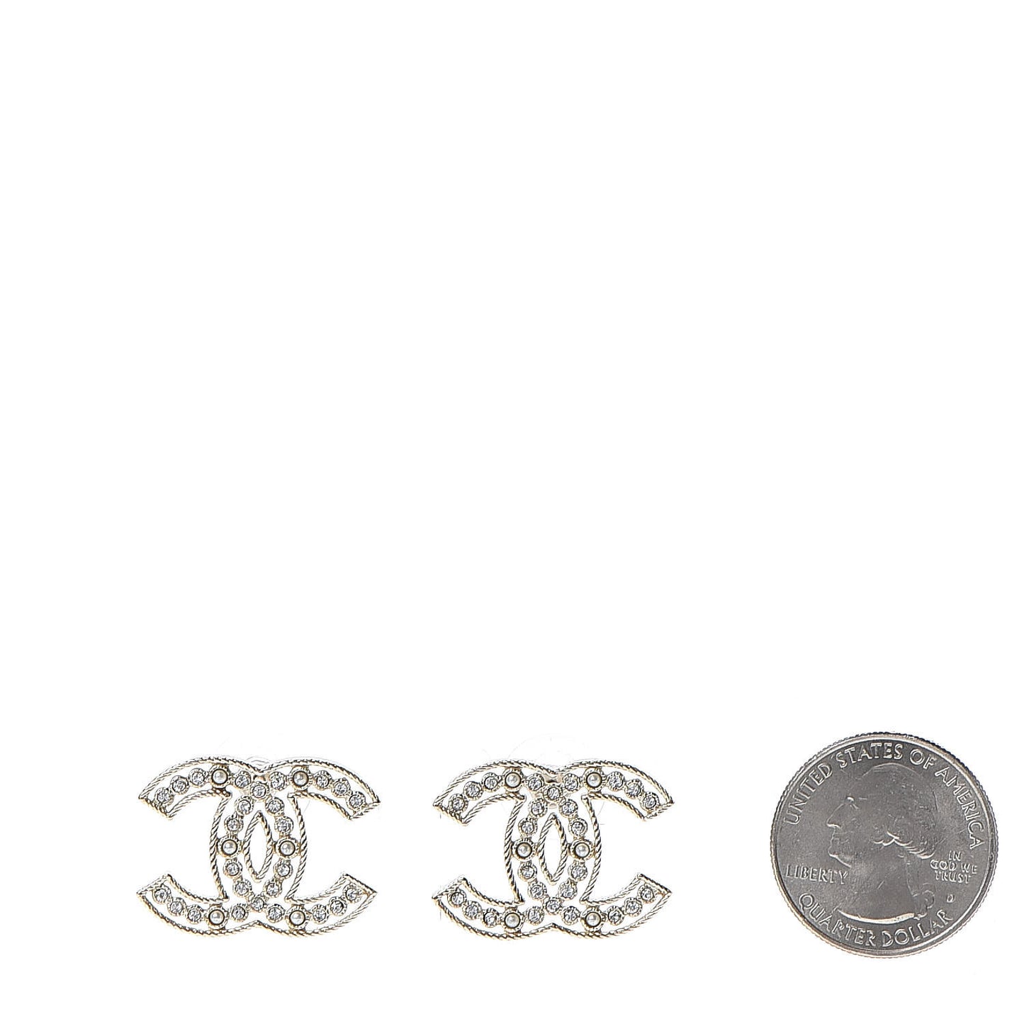 Pearl Crystal Sparkling Pearls CC Earrings Light Gold