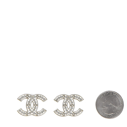 Chanel Pearl Crystal Sparkling Pearls CC Earrings Light Gold 2 of 5