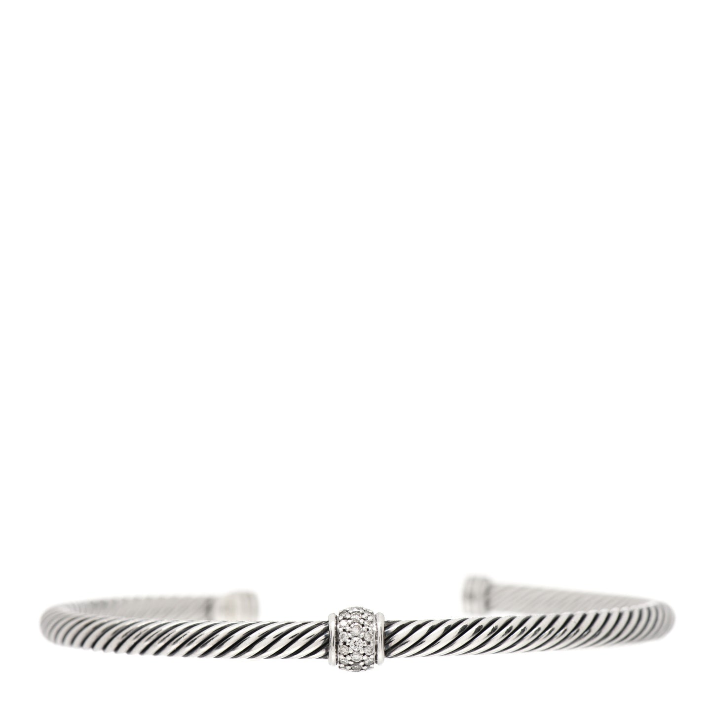 Sterling Silver Diamond 4mm Cable Classics Station Bracelet