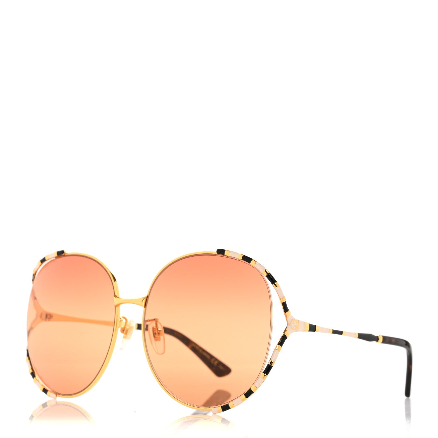 Gucci Metal Round Frame GG0595S Sunglasses Gold Black 1 of 7