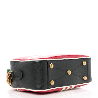 Gucci X ADIDAS Crystal Vintage Monogram Textured Dollar Calfskin Web Trefoil Logo Small Messenger Bag Hibiscus Red Off White Black 4 of 11