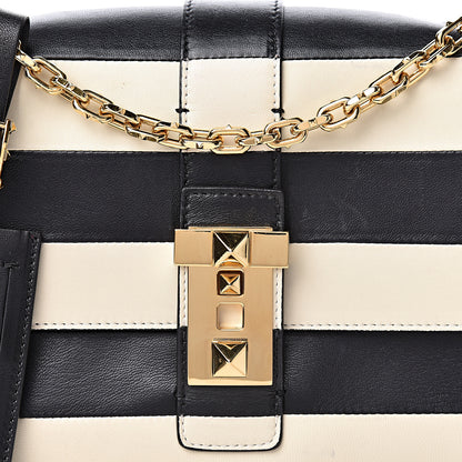 Valentino Garavani Nappa Striped B-Rockstud Flap Black Light Ivory 10 of 21
