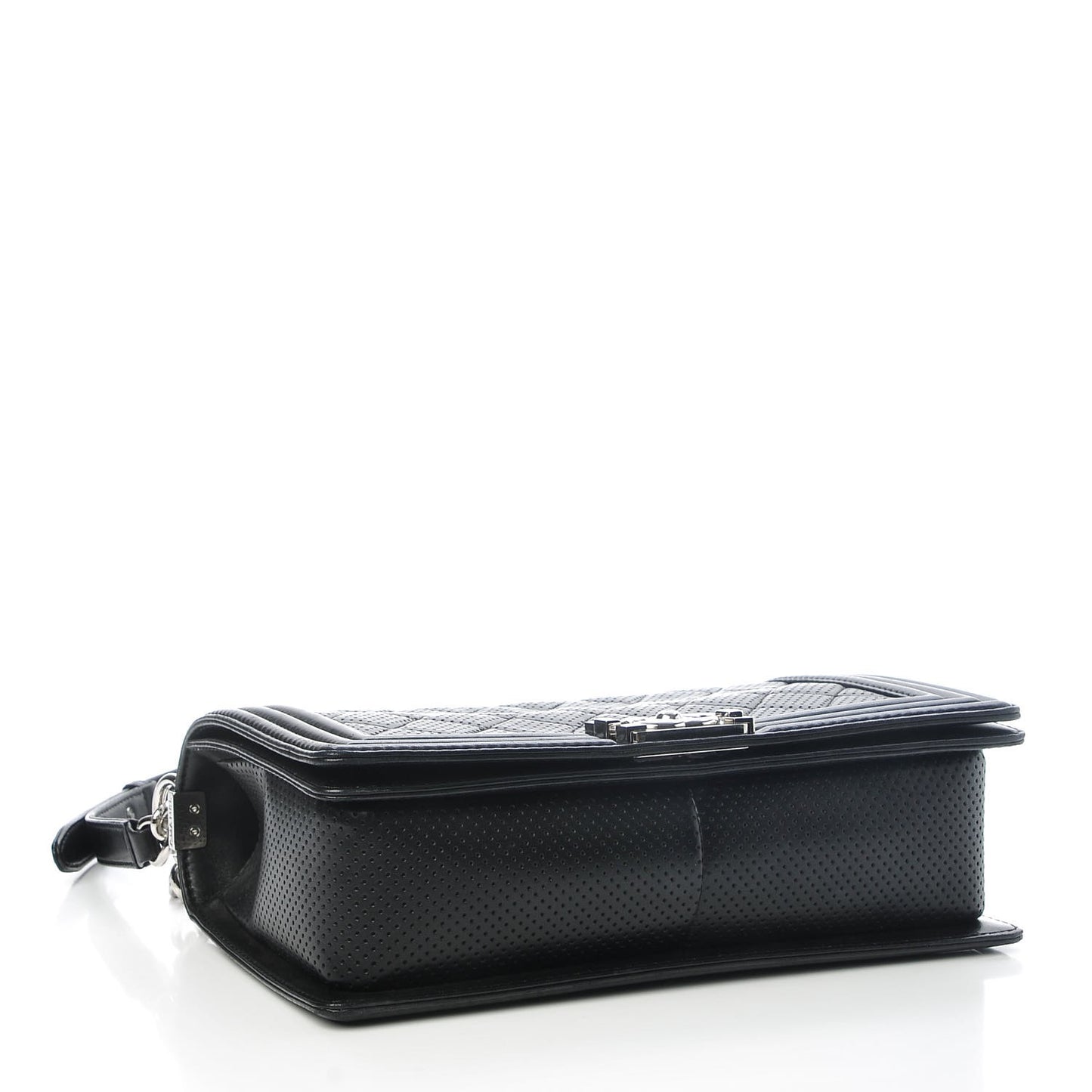 Perforated Lambskin Quilted New Medium Boy Flap Black
