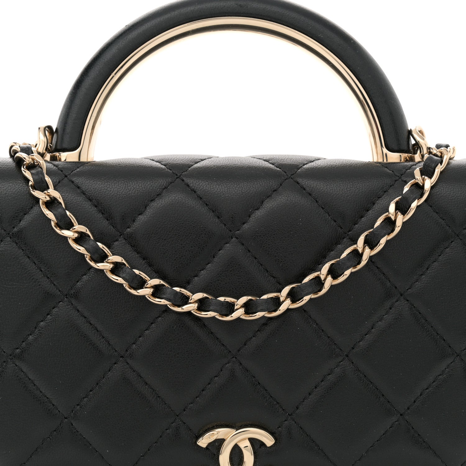 Chanel Lambskin Quilted Top Handle Wallet On Chain WOC Black 8 of 12