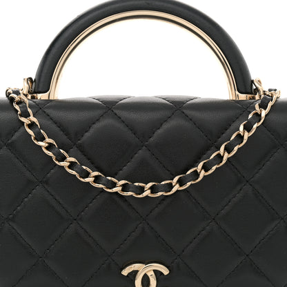 Chanel Lambskin Quilted Top Handle Wallet On Chain WOC Black 8 of 12