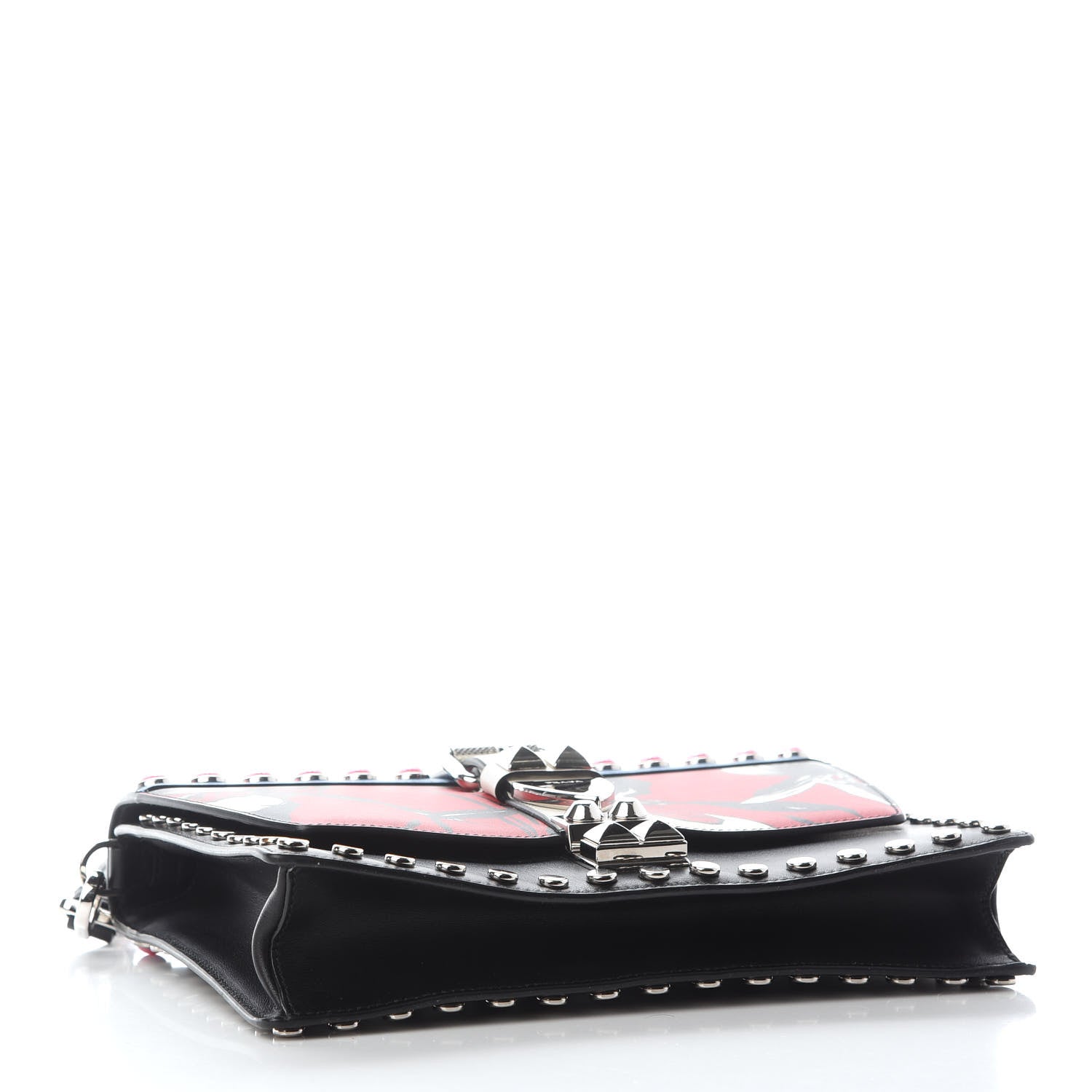 Prada City Calfskin Orchid Print Studded Elektra Shoulder Bag Fuoco Black 4 of 8