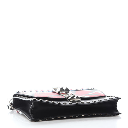 Prada City Calfskin Orchid Print Studded Elektra Shoulder Bag Fuoco Black 4 of 8