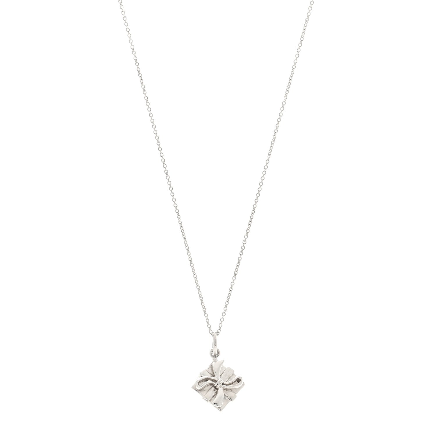 Tiffany Sterling Silver Gift Box Charm Necklace 1 of 4