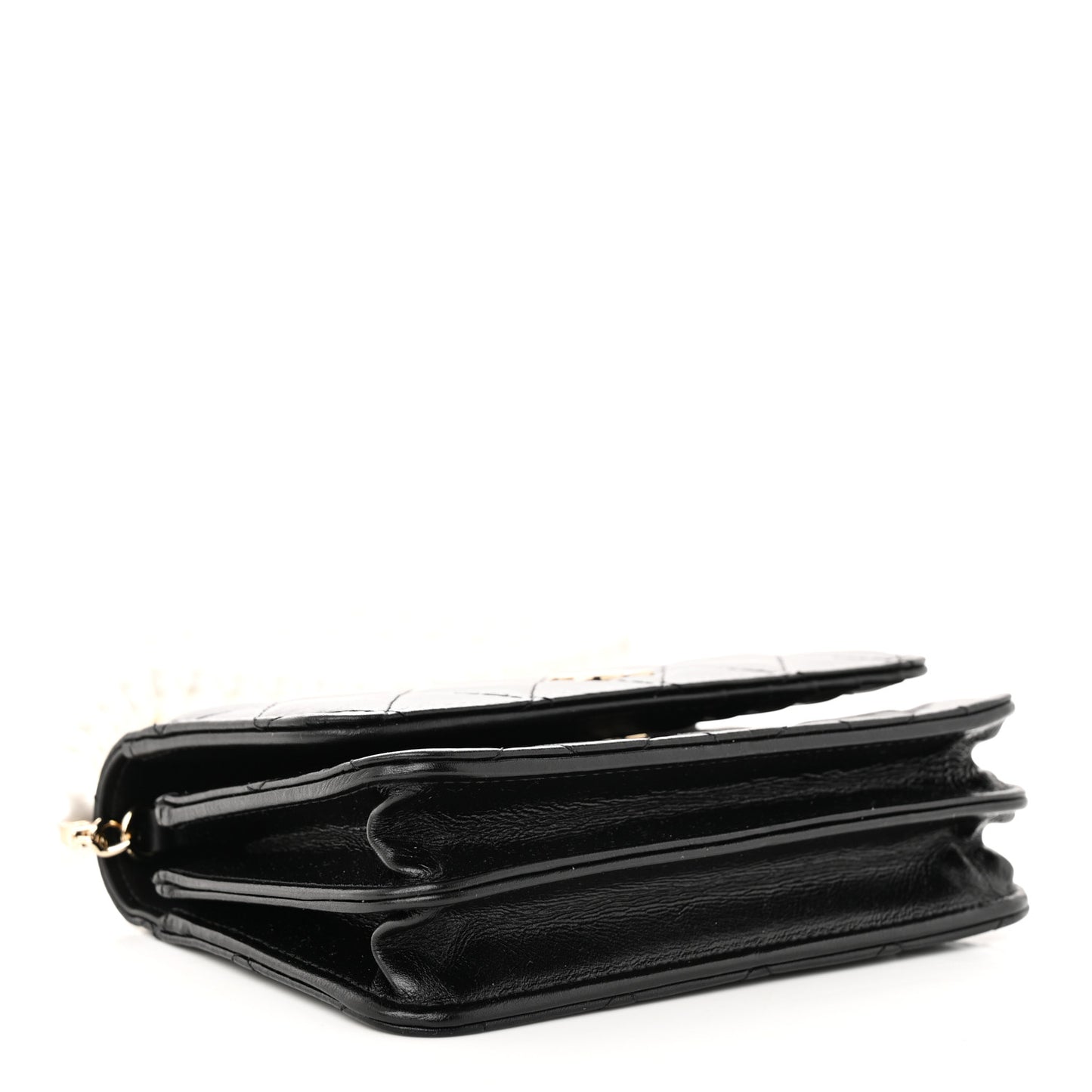 Calfskin Quilted Mini Maxi Pearls Wallet On Chain WOC Black