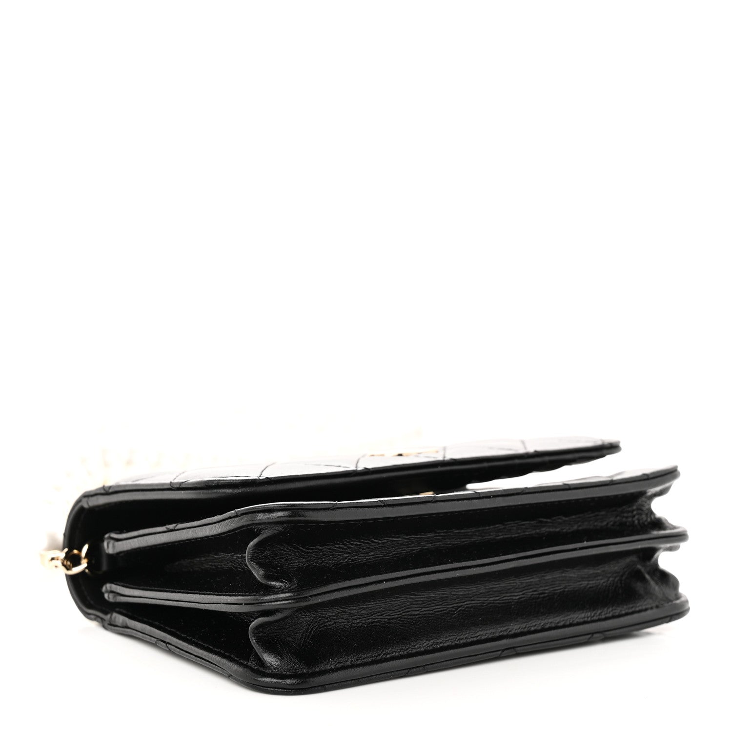 Chanel Calfskin Quilted Mini Maxi Pearls Wallet On Chain WOC Black 4 of 10
