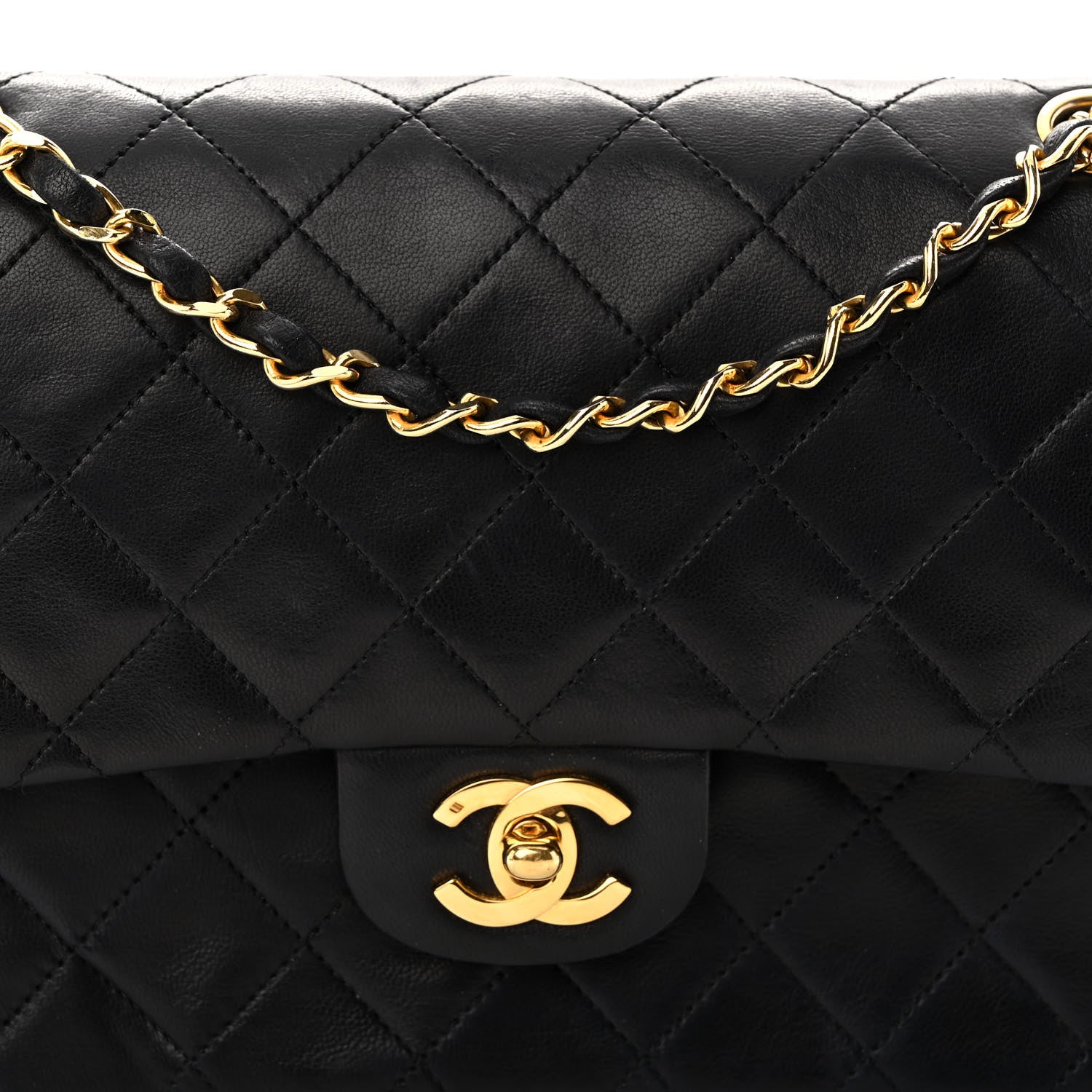 Chanel Lambskin Quilted Medium Double Flap Black 9 of 13