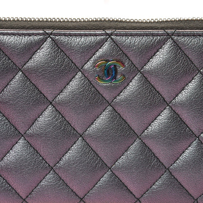 Chanel Iridescent Goatskin Quilted Large Gusset Zip Around Wallet Purple 9 of 10