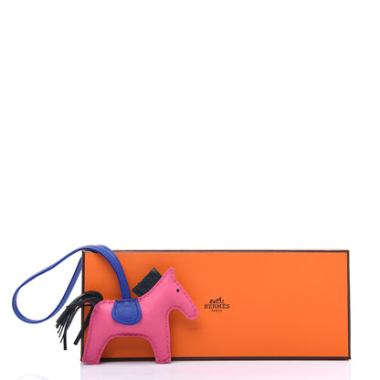 Hermes Milo Lambskin Grigri Rodeo Horse Bag Charm PM Rose Azalee Vert Cypress Bleu Electrique 5 of 5