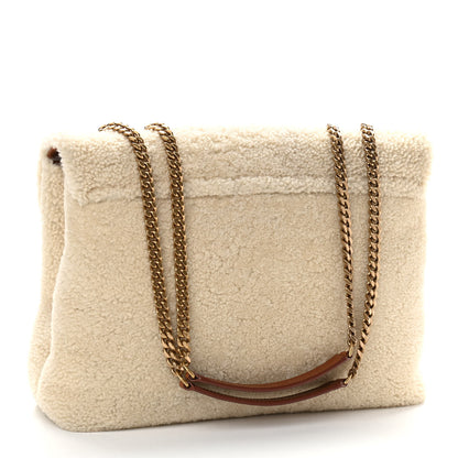 Saint Laurent Shearling Medium Loulou Shoulder Bag Natural 3 of 15