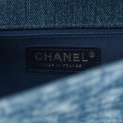 Chanel Cotton Tweed Denim Medium Boy Flap Light Green Light Blue 10 of 19