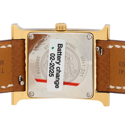 Hermes Stainless Steel Epsom 21mm Heure H Hour Quartz Watch Gold 4 of 5