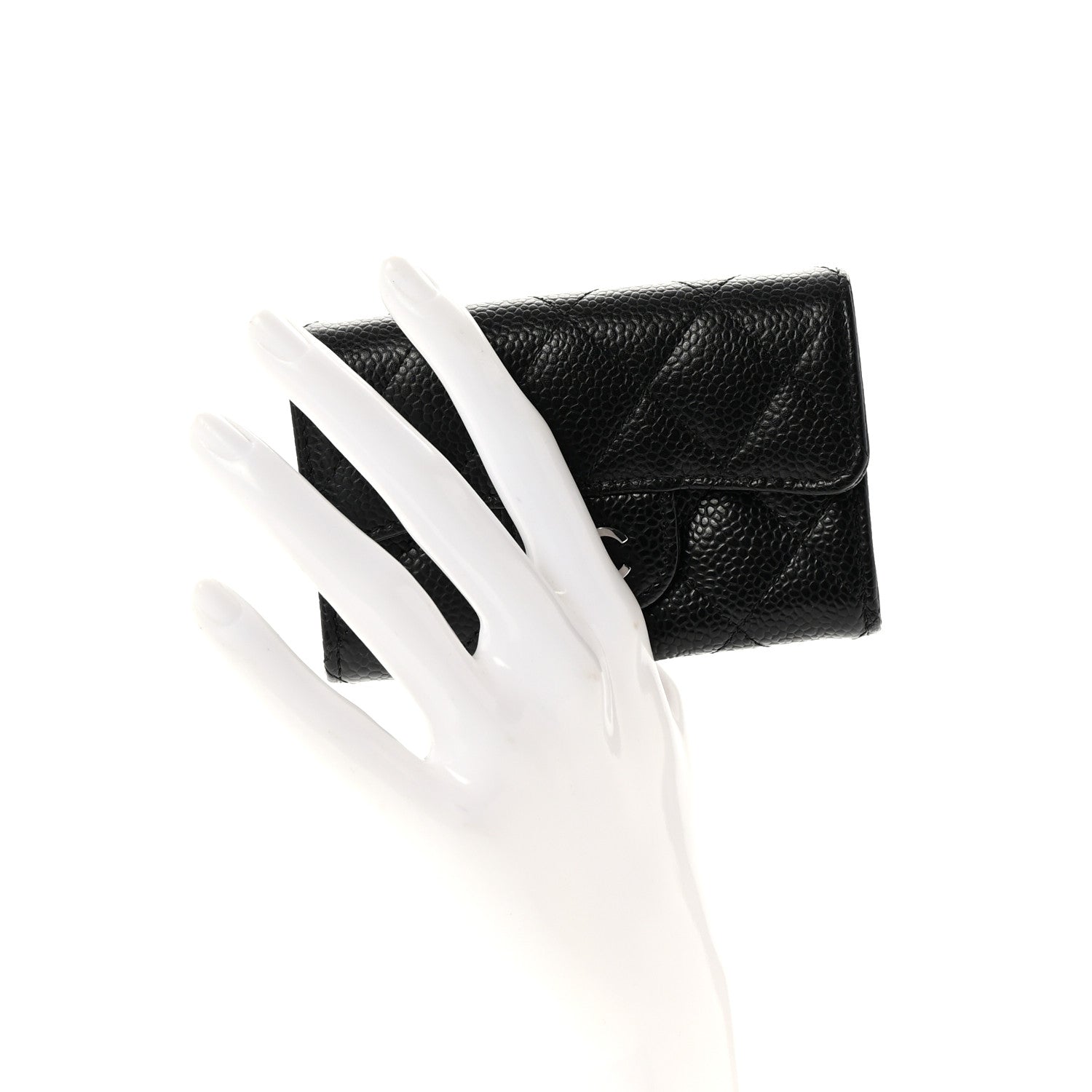 Chanel Caviar Quilted Flap Card Holder Wallet Black Black 2 of 8