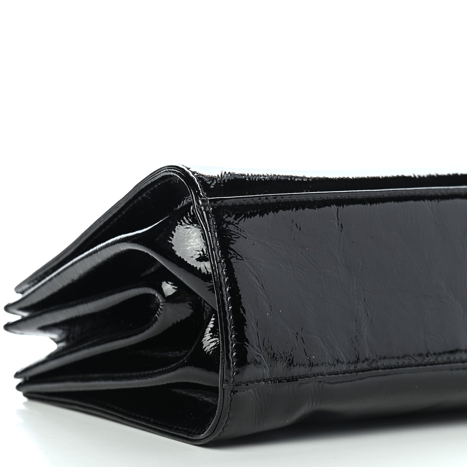 Chanel Patent Mademoiselle Lock Convertible Wrist Clutch Bag Black 9 of 10