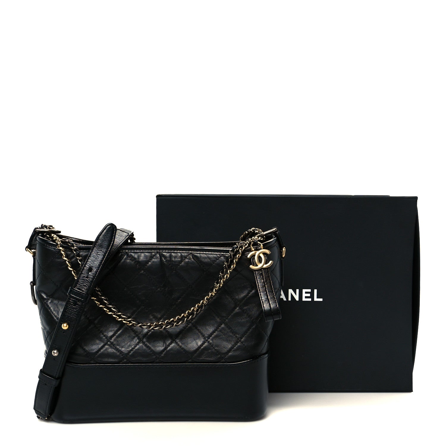 Chanel Aged Calfskin Quilted Medium Gabrielle Hobo Black 12 of 12