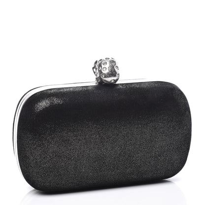Alexander McQueen Metallic Suede Skull Box Clutch Black 2 of 9