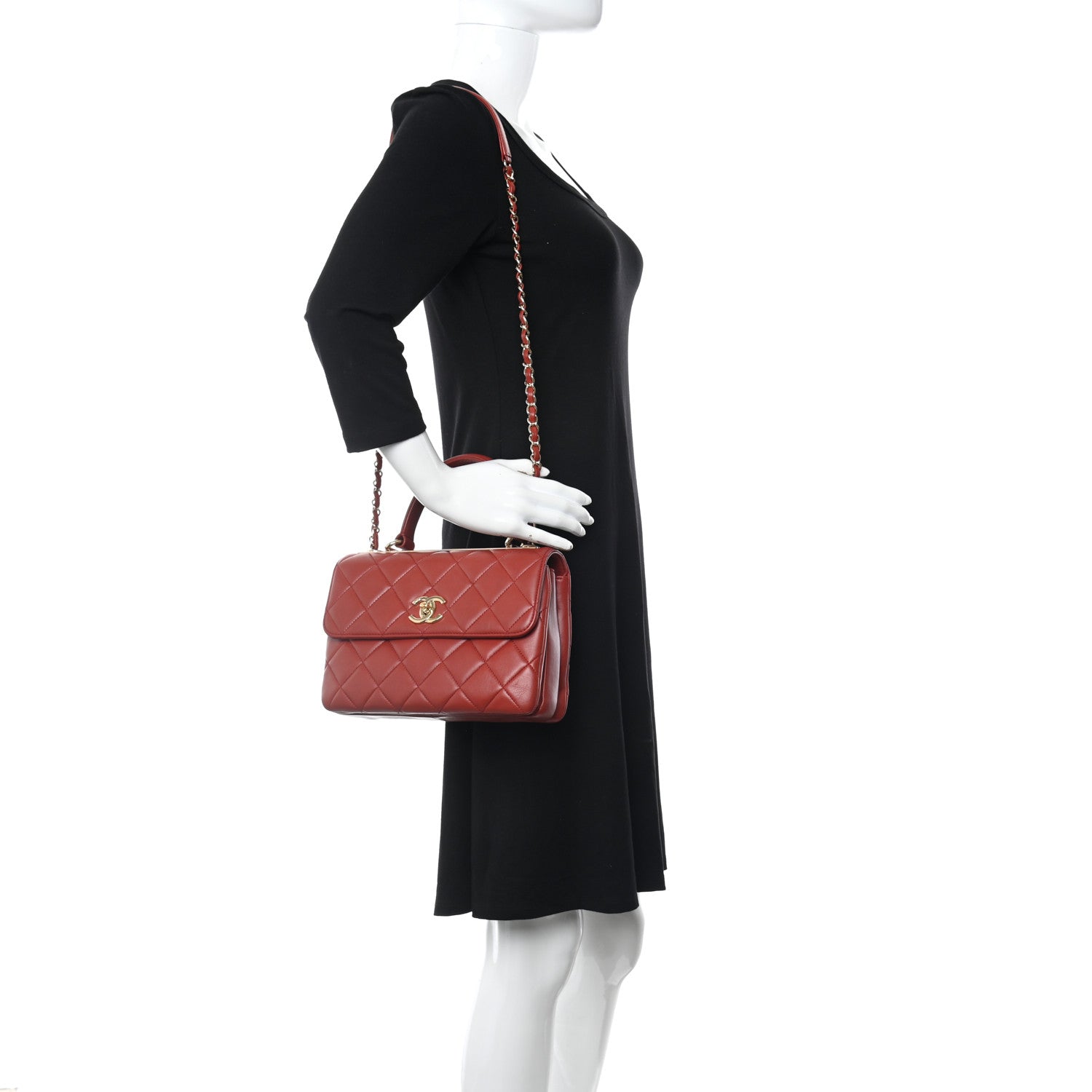 Chanel Lambskin Quilted Small Trendy CC Flap Dual Handle Bag Red 2 of 11