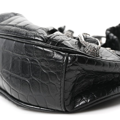 Balenciaga Extra Supple Calfskin Crystal Crocodile Embossed Le Cagole Shoulder Bag XS Black 11 of 11