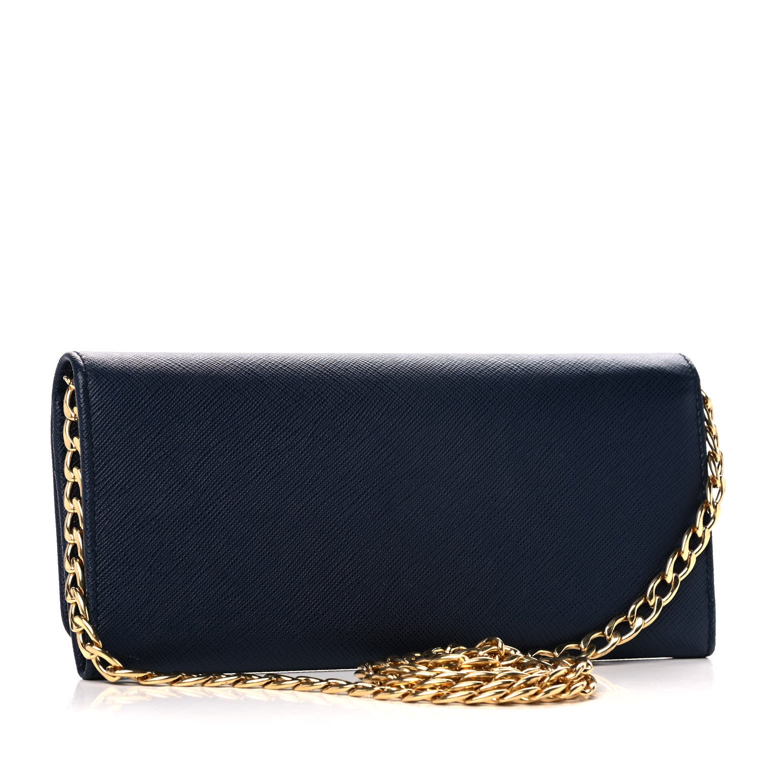 Prada Saffiano Metal Oro Chain Wallet Baltico 3 of 9