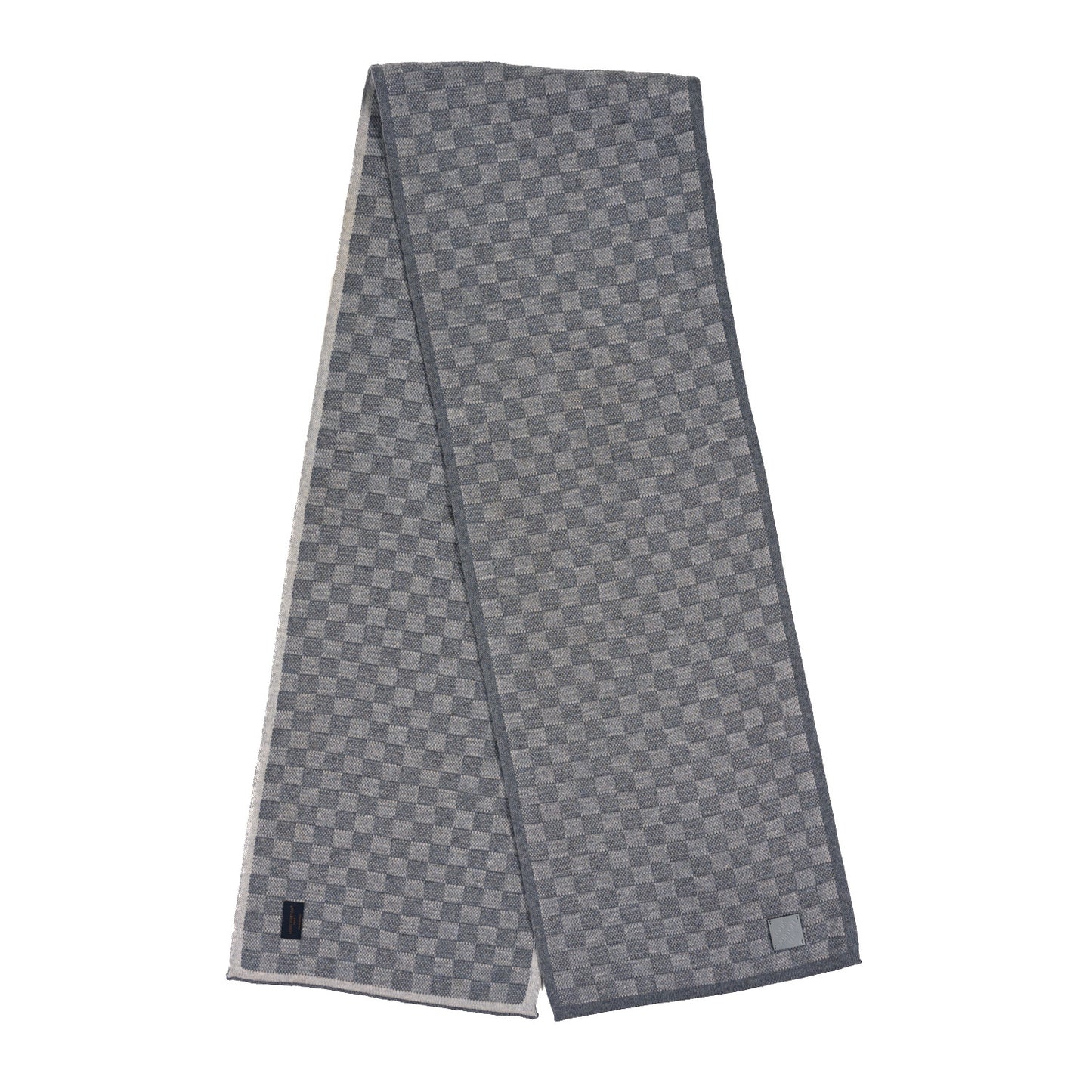 Wool Petit Damier Graphite Scarf Light Grey