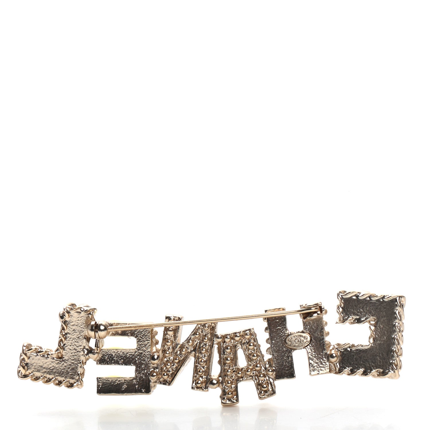 Chanel Pearl Enamel Logo Brooch Multicolor 3 of 4