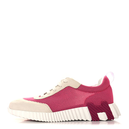 Hermes Air Mesh Suede Goatskin Bouncing Sneakers 40 Rose Multicolor 1 of 8