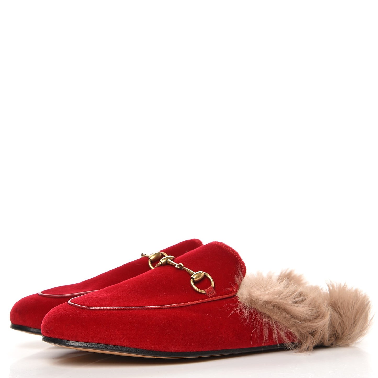 Velvet Fur Womens Princetown Slippers 39 Hibiscus Red