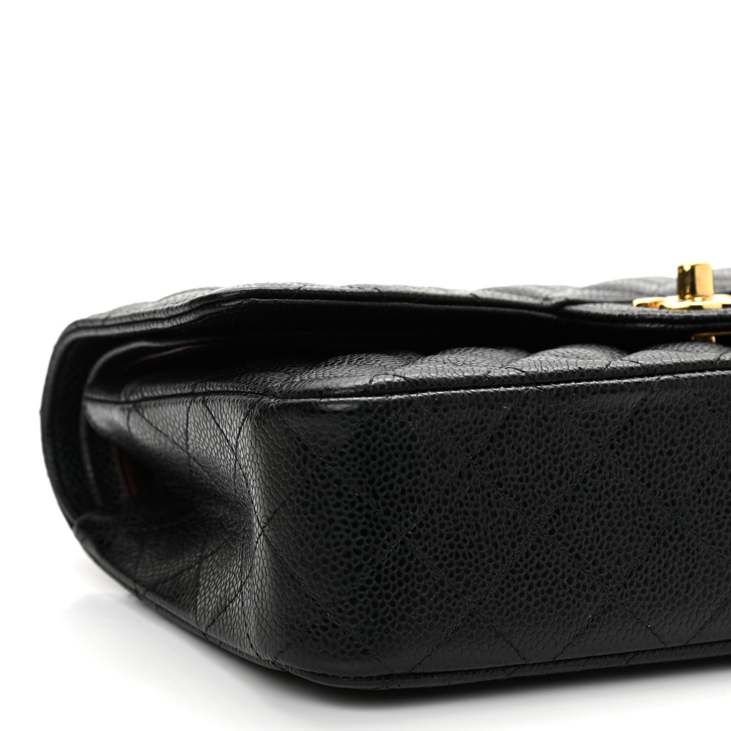 Caviar Quilted Medium Double Flap Black