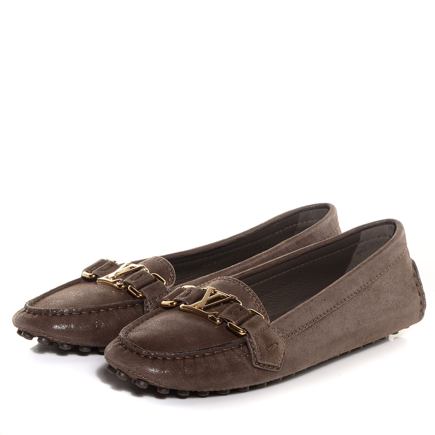 Iridescent Suede Oxford Loafers Metallic 37.5
