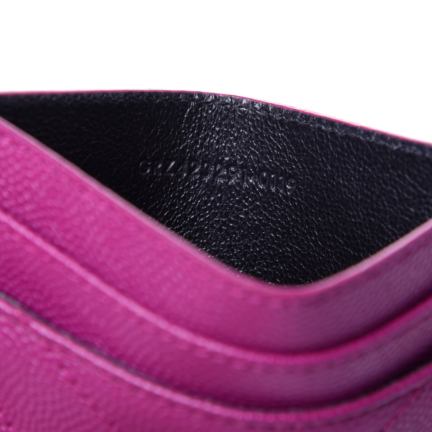 Saint Laurent Grain De Poudre Matelasse Chevron Monogram Credit Card Case Dark Grape 9 of 10